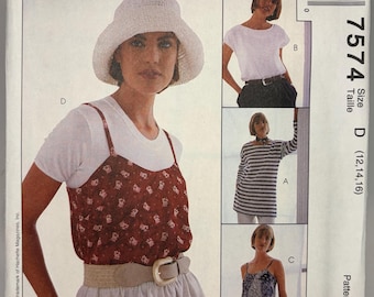 1990s Women’s Tank Tops and Tops - McCall's 7574 - UNCUT - Sizes 12,14,16