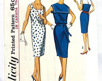 1960年代の女性用ドレスの縫製パターン - シンプリシティ 5876 - カット - サイズ14、バスト34