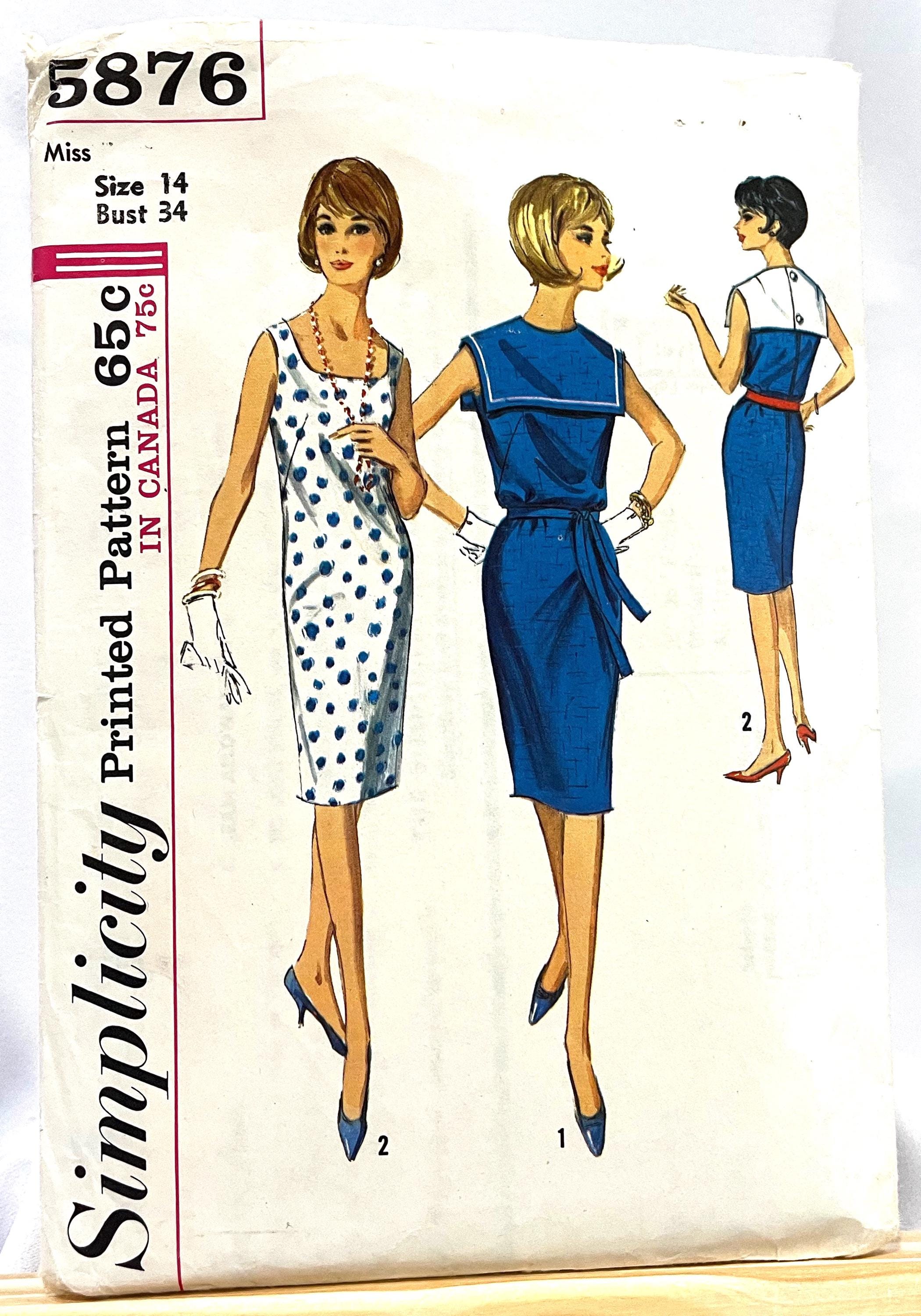 1960s Women's Dress Sewing Pattern - Simplicity 5876 - CUT - Size 14 ...