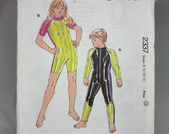 Kwik Sew 2336, Boys' and Girls' Wetsuits Sewing Pattern, Uncut/FF, Children's Size 8,10,12,14