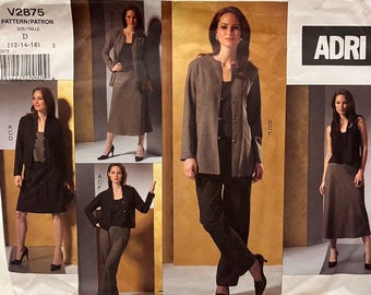 1990s Vogue Adri Sewing Pattern V2875 - UNCUT - Mix and Match - Sizes 12-14-16