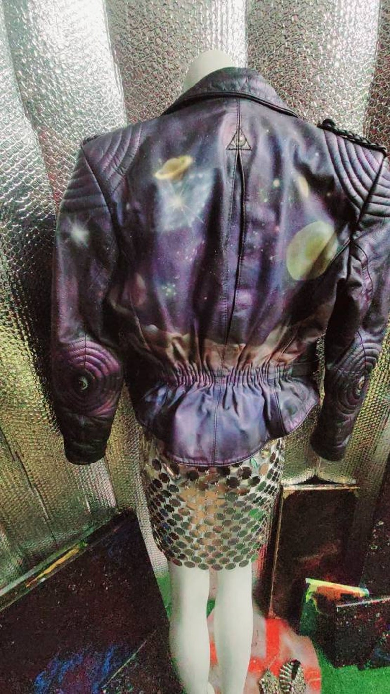 Repurposed ASTRO art leather biker jacket image 6