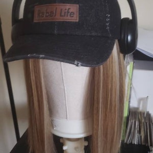 Distressed Rebel life hat in black denim image 2