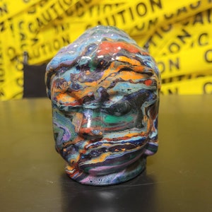 MINI CERAMIC Buddha head with Chakra Inspired art
