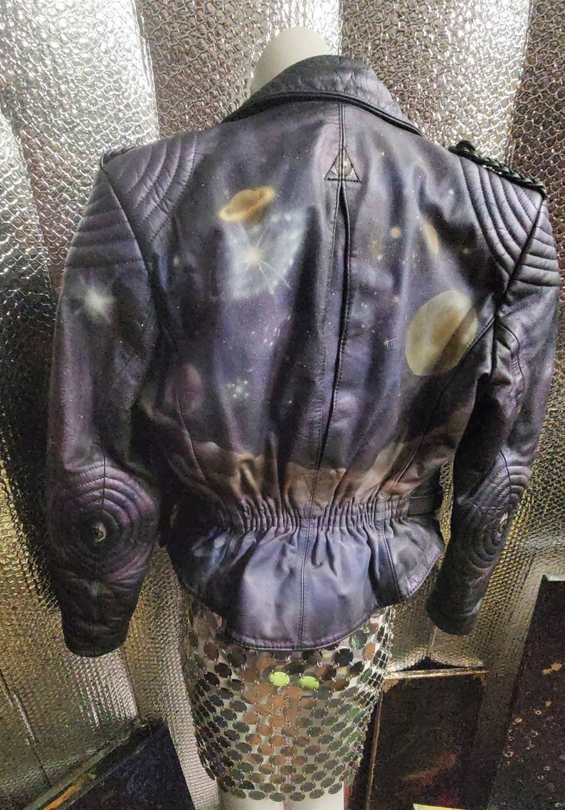 Repurposed ASTRO art leather biker jacket image 5