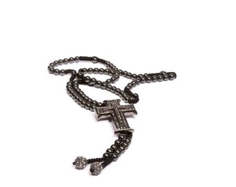 Rebel Behavior Hematite cross pendant necklace