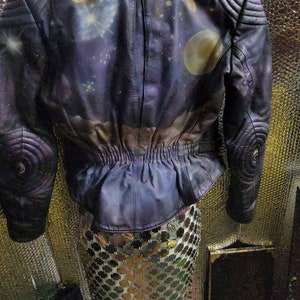 Repurposed ASTRO art leather biker jacket image 3