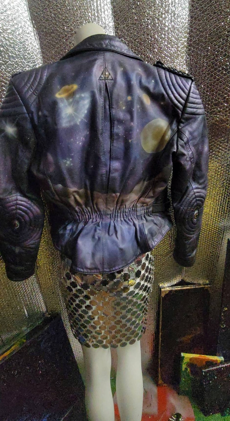 Repurposed ASTRO art leather biker jacket image 3