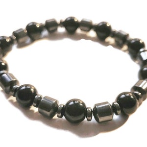Hematite Black Onyx Beaded Bracelet