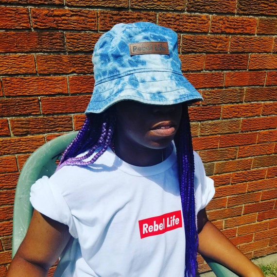 Rebel Life Tye Dyed Denim Bucket Hat - Main Image