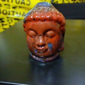 Mini Ceramic Buddha head with Chakra Inspired art