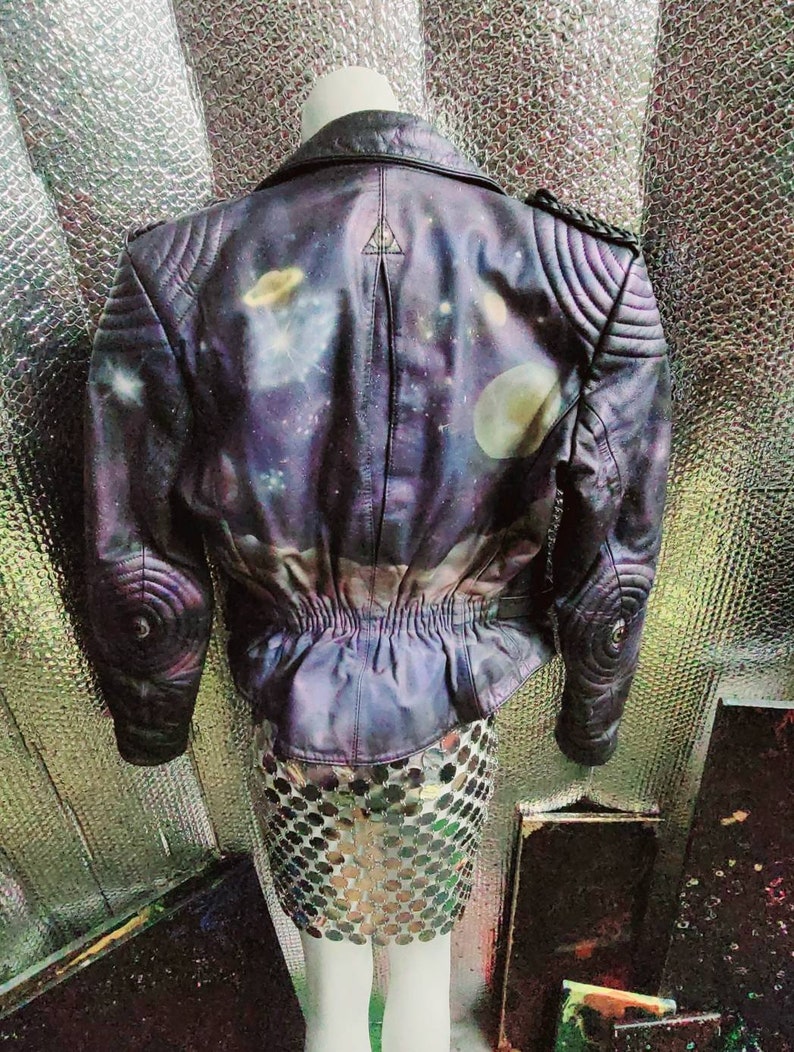 Repurposed ASTRO art leather biker jacket image 1