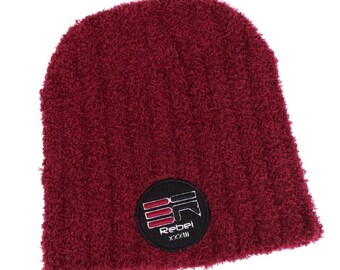 Rebel Behavior streetwear #Rebel33 Fleece Beanie in Red