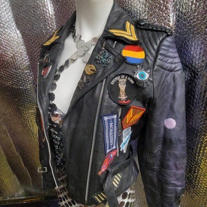 Repurposed ASTRO art leather biker jacket image 4