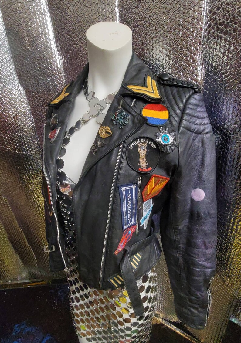 Repurposed ASTRO art leather biker jacket image 4