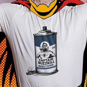 Captain Buzzkill Insecticide T-Shirt, Funny Graphic Tee
