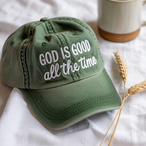 God Is Good All The Time Embroidered Hat – Christian Faith Adjustable Baseball Cap – Inspirational Religious Gift for Women and Men