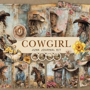 Western Cowgirl Junk Journal Kit: Vintage Ephemera, Tags (Digital Download, 37 Pages)