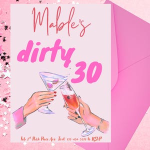 Dirty 30 Birthday Invitation Pink | Editable 30th Birthday Party Invite Template | Printable or Digital Evite | Instant Download