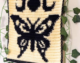 Moon Phase Butterfly Crochet Tapestry Pattern – Witchy Boho Wall Hanging PDF