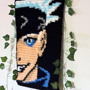 Patrón de tapiz de crochet de anime: tapiz para pared, gráfico de crochet pixel art, regalo para amantes del anime, crochet C2C. Jjk