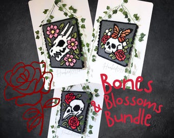 Bones & Blossoms Crochet Pattern Bundle – Skull Floral Wall Hanging PDF