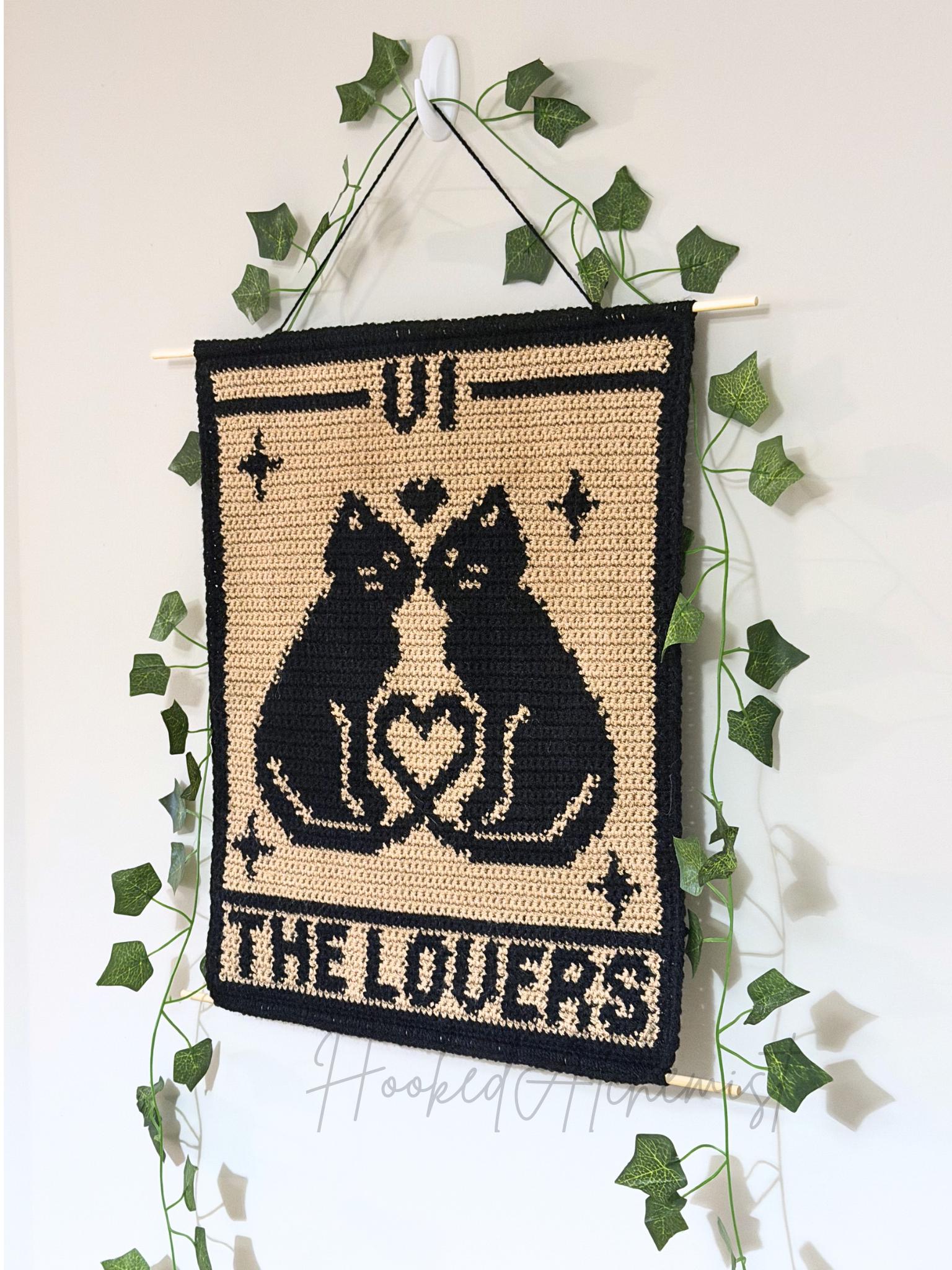 38 Black Cat Crochet Patterns for Amigurumi, Bags, Keychains, and Cozy Handmade Gifts 23 Gothic Black Cats Tarot Crochet Tapestry