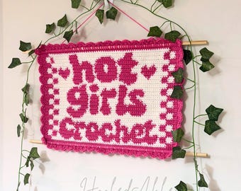 Tapestry Crochet Pattern PDF, Hot Girls Crochet Wall Hanging, Funny Crochet Decor,  Digital Download, Modern Crochet Gift