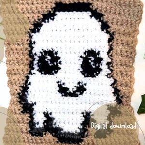 Chibi Ghost Crochet Pattern: Kawaii Halloween Tapestry (PDF Digital Download