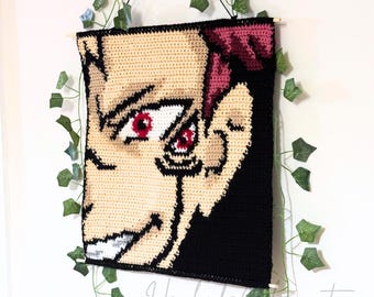 Anime Crochet Tapestry Pattern – Wall Hanging, Pixel Art Crochet Chart, Anime Lover Gift, C2C crochet. Jjk