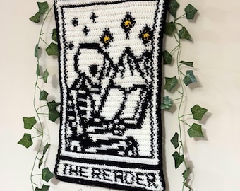 Tapestry Crochet Pattern, Gothic Book Lover Wall Hanging,  Reader Tarot Crochet PDF, Bookish Crochet Decor