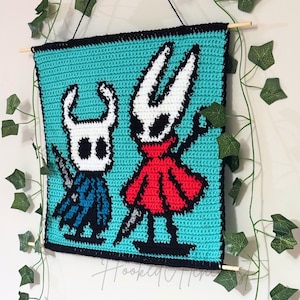 Patrón de tapiz a crochet – Tapiz de pared de Hollow Knight, decoración de crochet para videojuegos, gráfico de crochet pixel art, descarga de patrón digital