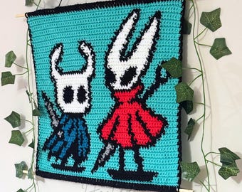 Tapestry Crochet Pattern – Hollow Knight Wall Hanging, Gaming Crochet Decor, Pixel Art Crochet Chart, Digital Pattern Download