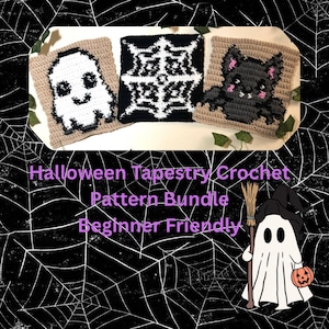 Halloween Crochet Pattern Bundle: Chibi Bat, Ghost, Spider Web (PDF Digital Download