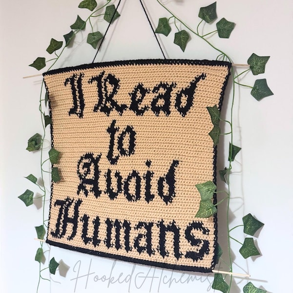 Tapestry Crochet Pattern PDF • Gothic Book Lover Wall Hanging