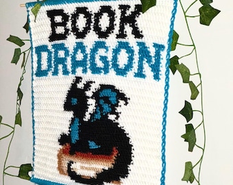 Book Dragon Tapestry Crochet Pattern PDF | Bookish Fantasy Wall Hanging | Digital Chart
