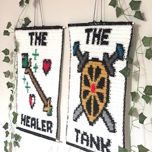 Tapestry Crochet Pattern Bundle, RPG Gamer Wall Hanging Charts (PDF Download)