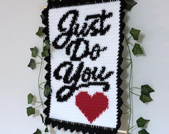 Tapestry Crochet Wall Hanging Pattern, Motivational Quote Graphgan (Digital Download)