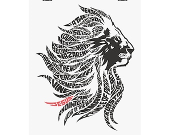 Christian Lion Poster: Inspirational Names of God, Matte Finish