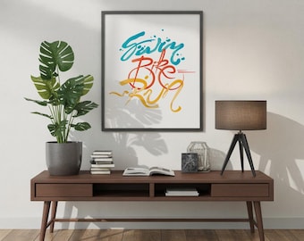 Triathlon Swim Bike Run Artwork – Motivational Fitness Wall Art (Digital Download)