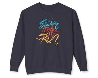 Swim Bike Run Hand-Lettered Triathlon Sweater