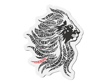 Names of God Lion Magnet: Hand-Lettered Christian Home Decor