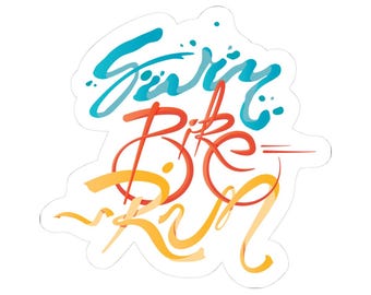 Triathlon Stickers: Swim Bike Run - Waterproof Sports Decals