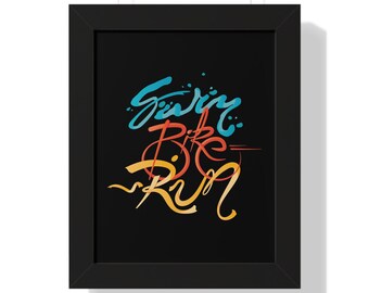 Triathlon Motivational Poster: Swim Bike Run Fitness Art