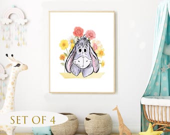 Winnie the Pooh Nursery Prints: Classic Watercolor Art (Set of 4) (Digital Download