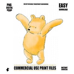 4 watercolor Classic Winnie The Pooh PNG, SVG pooh bear bundle  Boy Birthday pooh  Vintage Pooh png,pooh Baby Shower png pooh bear new born
