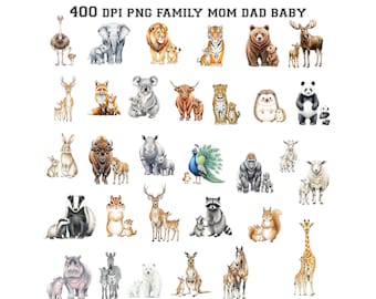 Watercolor Animals Clipart, Woodland Nursery Decor (PNG)