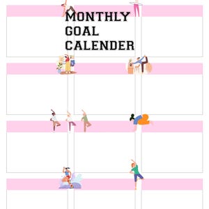monthly goal calender bundle png monthly goals calender template digital printable add your month and goal make it memorable by hand writing