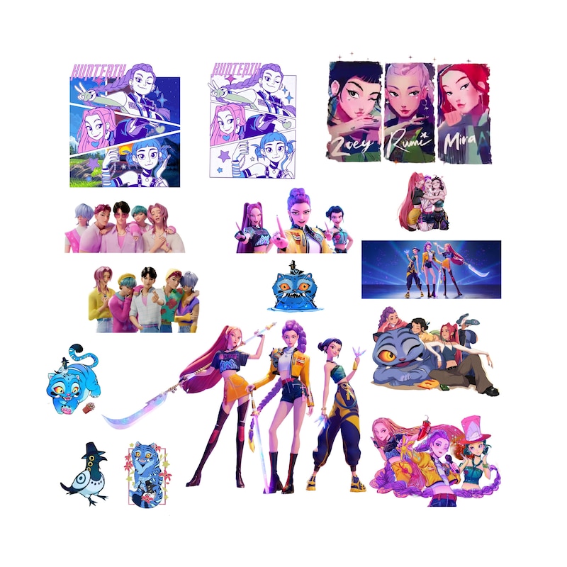 K-Pop Demon Hunters Stickers Huntrix Saja Anime Stickers - K-Pop