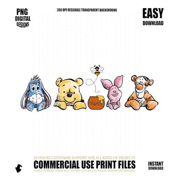 Winnie the Pooh Peeking Characters PNG Clipart (Digital Download)
